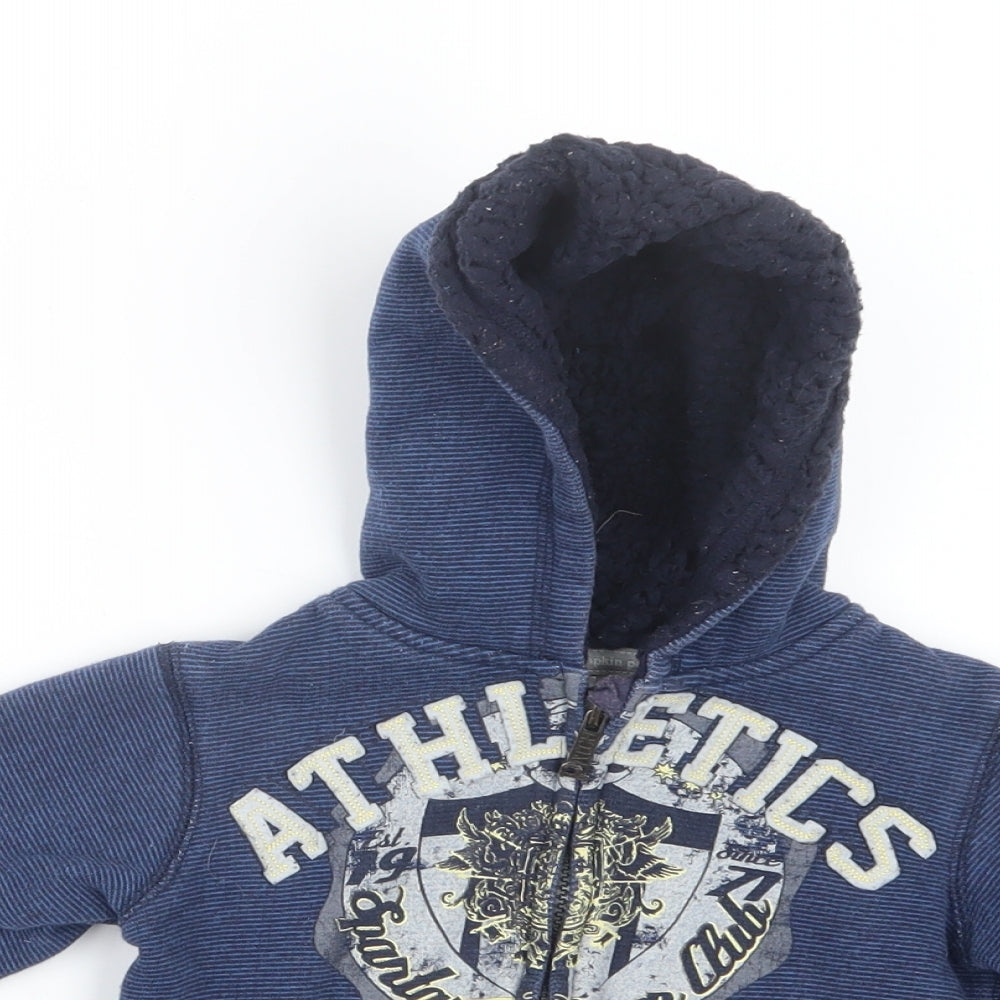Pumpkin Patch Boys Blue Striped  Full Zip Hoodie Size 3 Years
