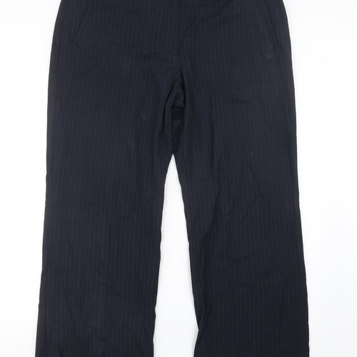 Marks and Spencer Womens Blue Striped  Trousers  Size 16 L29.5 in