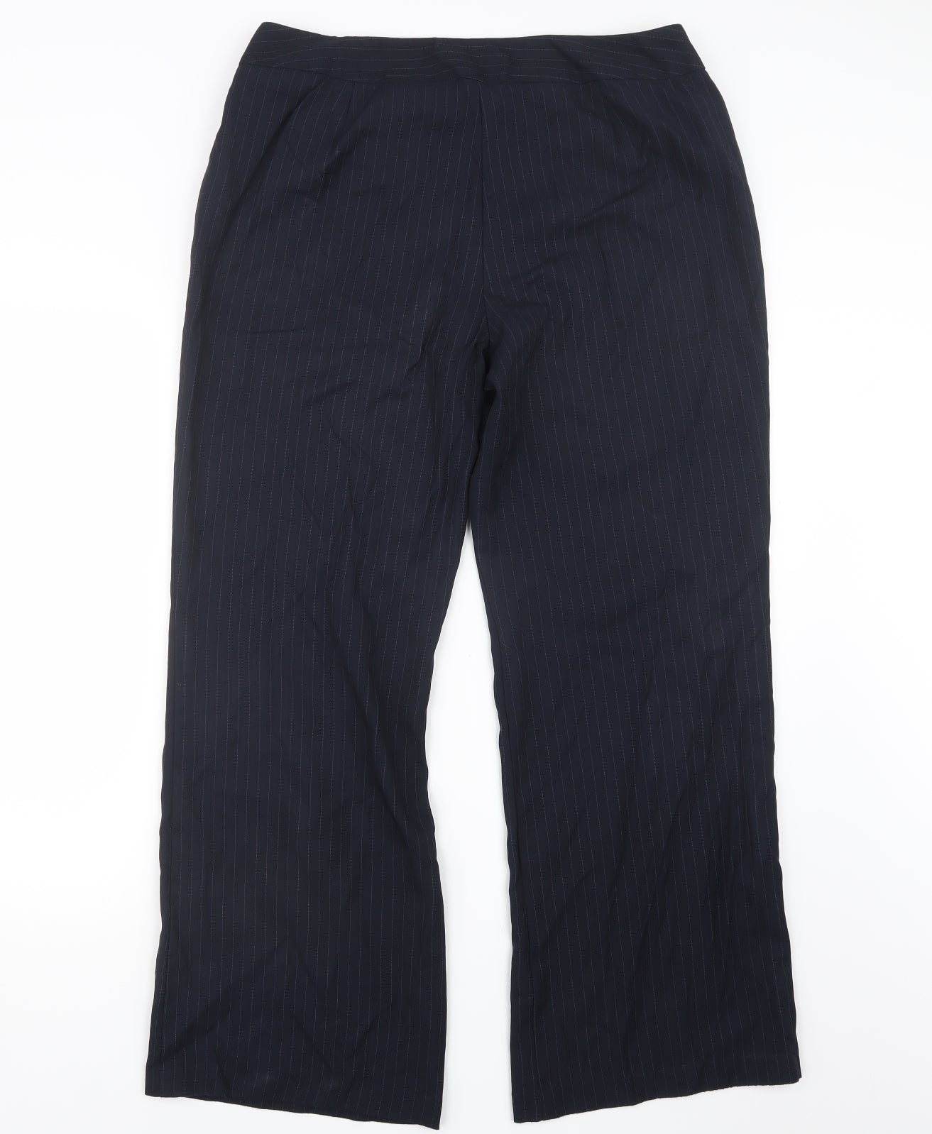 Marks and Spencer Womens Blue Striped  Trousers  Size 16 L29.5 in