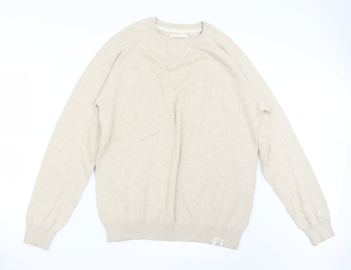 Primark Mens Beige  Knit Pullover Jumper Size L