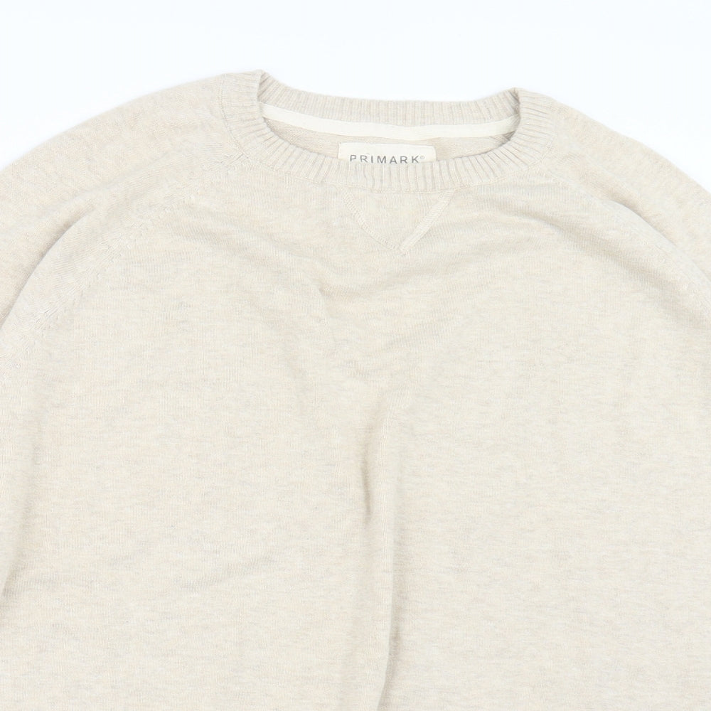 Primark Mens Beige  Knit Pullover Jumper Size L