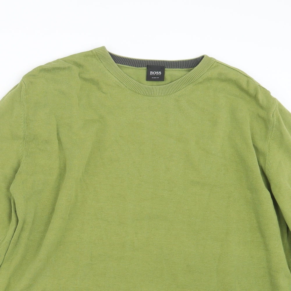 HUGO BOSS Mens Green  Knit Pullover Jumper Size L