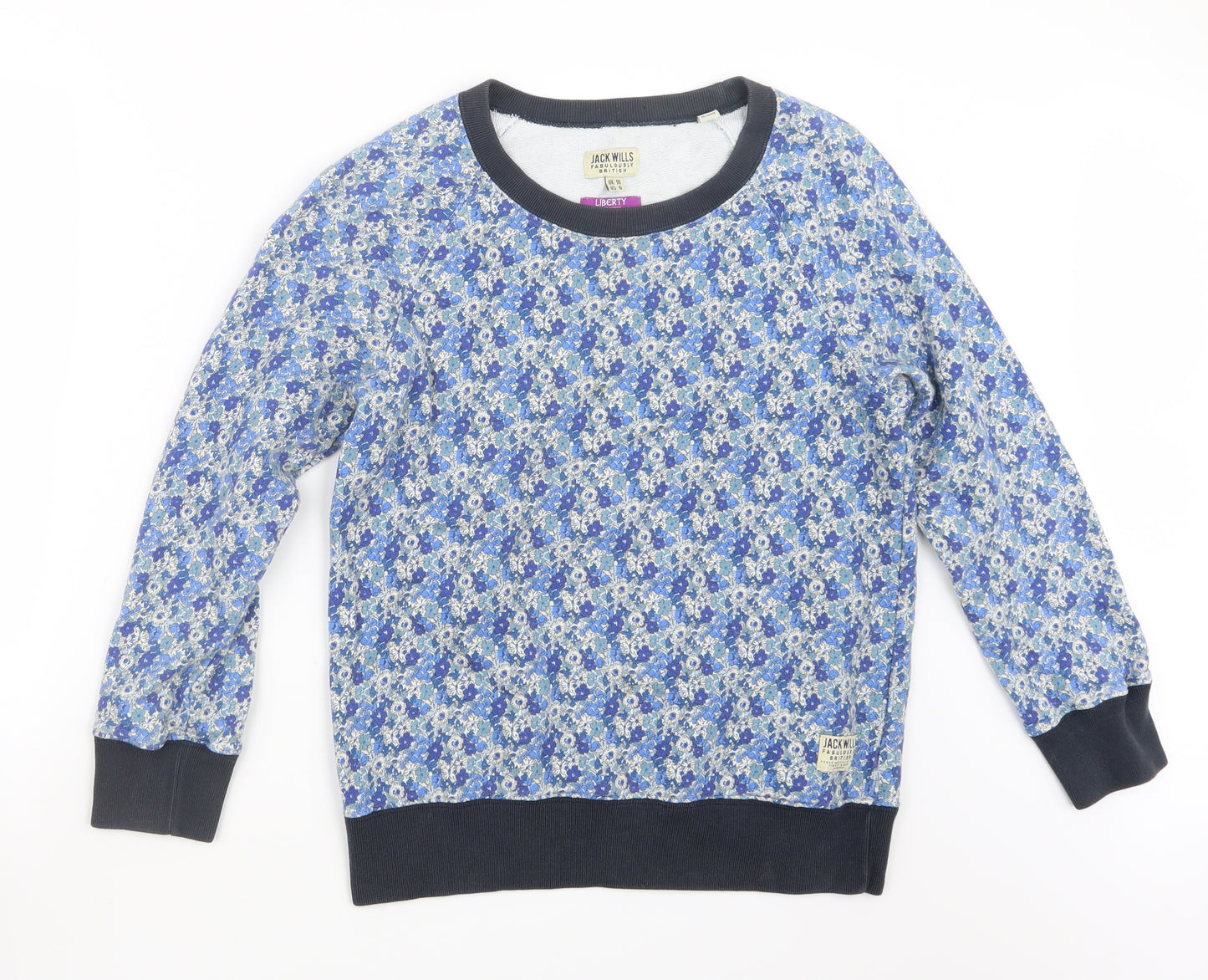 Jack Wills Womens Blue Floral  Pullover Jumper Size 10