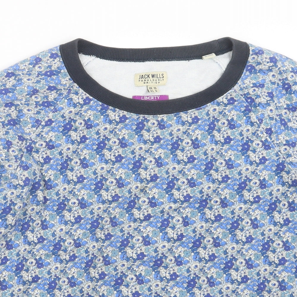 Jack Wills Womens Blue Floral  Pullover Jumper Size 10