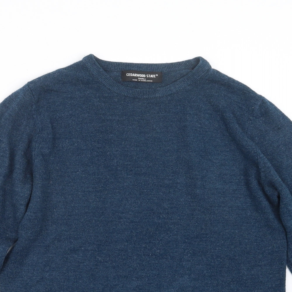 Cedar Wood State Mens Blue  Knit Pullover Jumper Size S