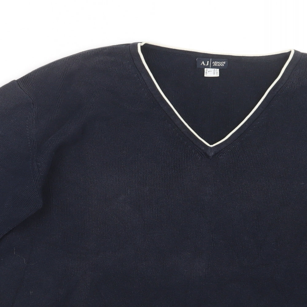 Armani Jeans Mens Blue  Knit Pullover Jumper Size L