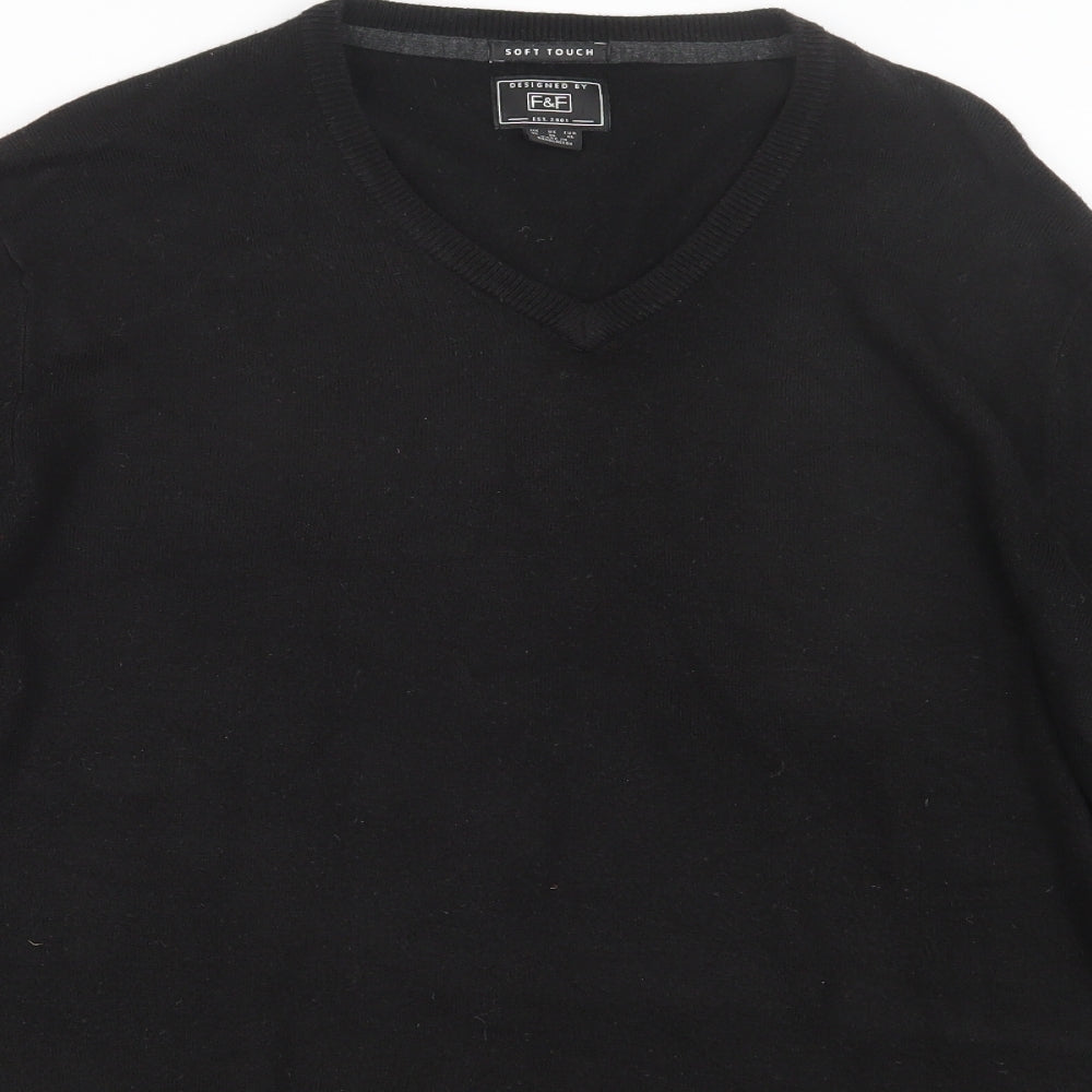 F&F Mens Black  Knit Pullover Jumper Size XL