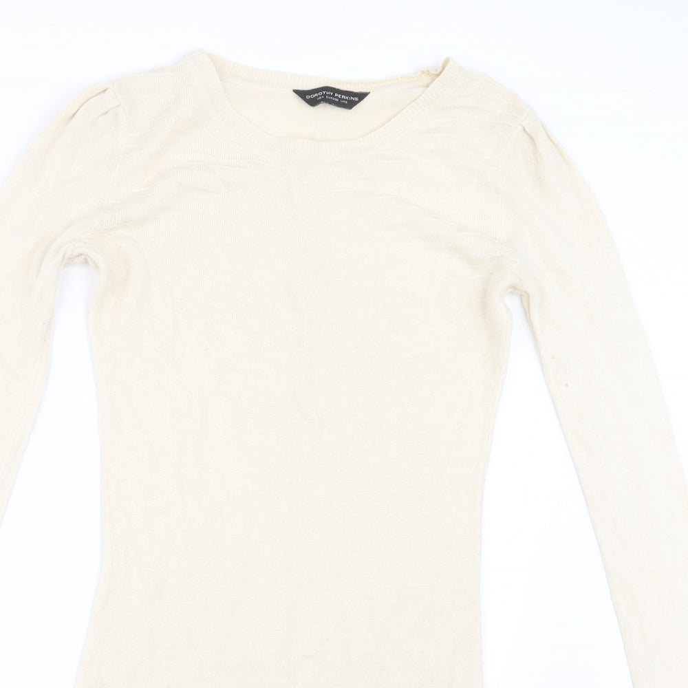 Dorothy Perkins Womens Ivory  Knit Pullover Jumper Size 8  - Long
