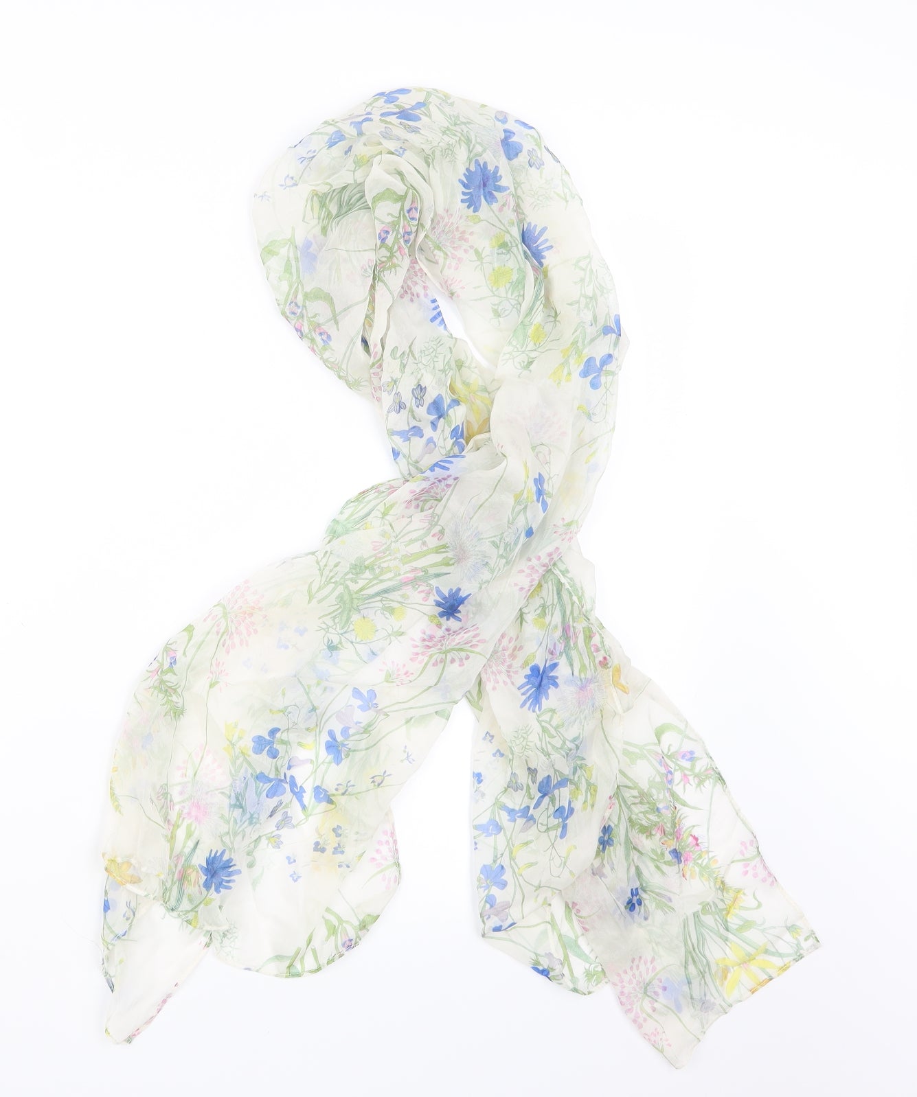 Preworn Womens Blue Floral   Scarf