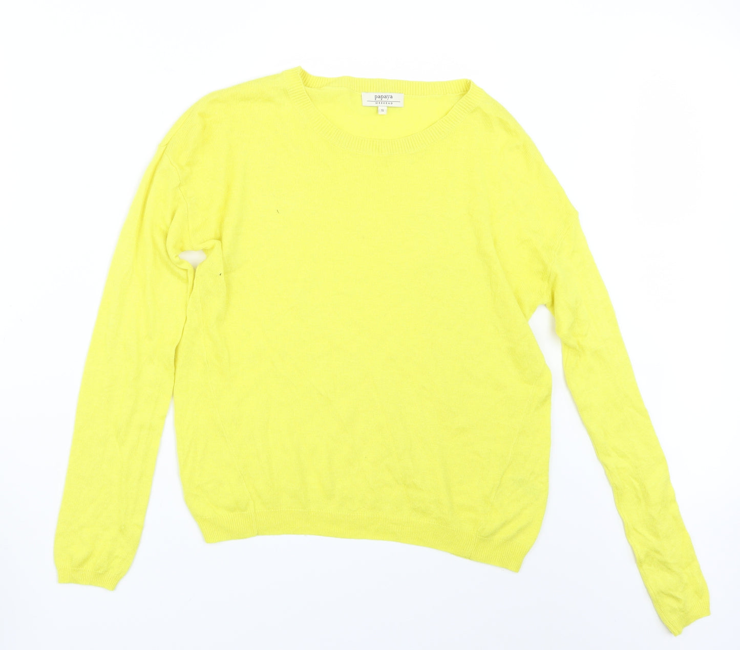 Papaya Womens Yellow  Knit Pullover Jumper Size S