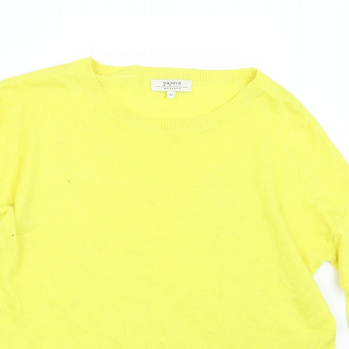 Papaya Womens Yellow  Knit Pullover Jumper Size S