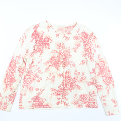 Marks and Spencer Womens Pink Geometric Knit Cardigan Jumper Size 18