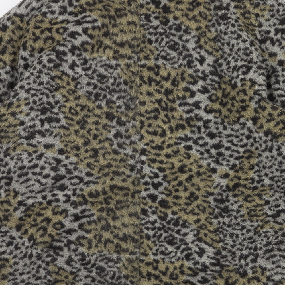 Topshop Womens Beige Animal Print  Overcoat Coat Size 10