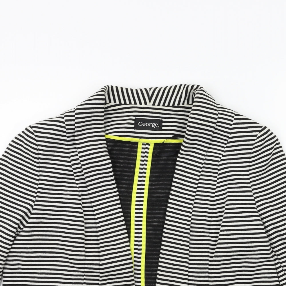 George Womens Black Striped  Jacket Blazer Size 14