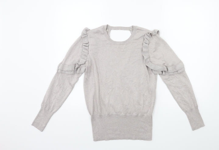George Womens Silver Knit Pullover Jumper Size 10