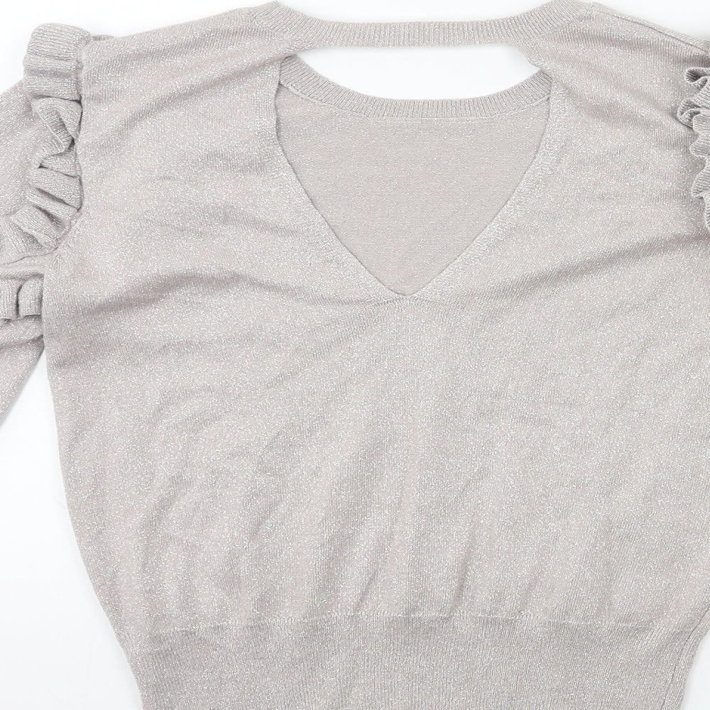 George Womens Silver  Knit Pullover Jumper Size 10