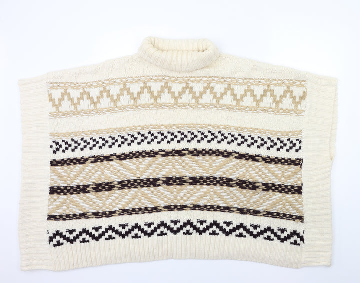 New Look Womens Beige Striped Knit Pullover Jumper Size M