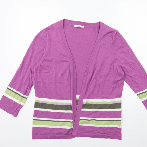 Marks and Spencer Womens Purple Striped Knit Cardigan Jumper Size 10