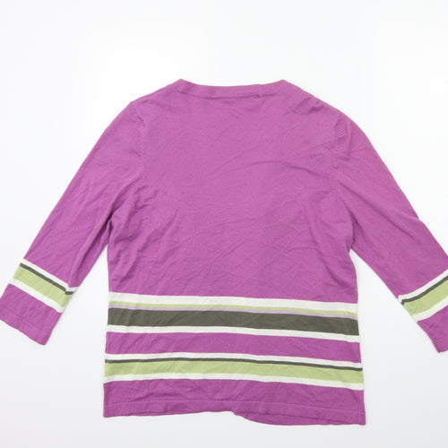 Marks and Spencer Womens Purple Striped Knit Cardigan Jumper Size 10