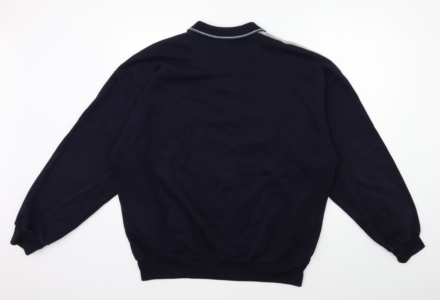 Marks and Spencer Mens Blue Check  Pullover Sweatshirt Size L