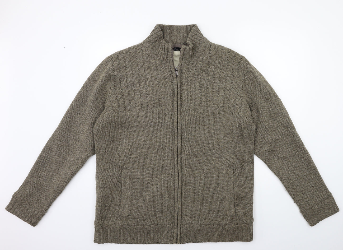 F&F Mens Brown  Knit Cardigan Jumper Size XL