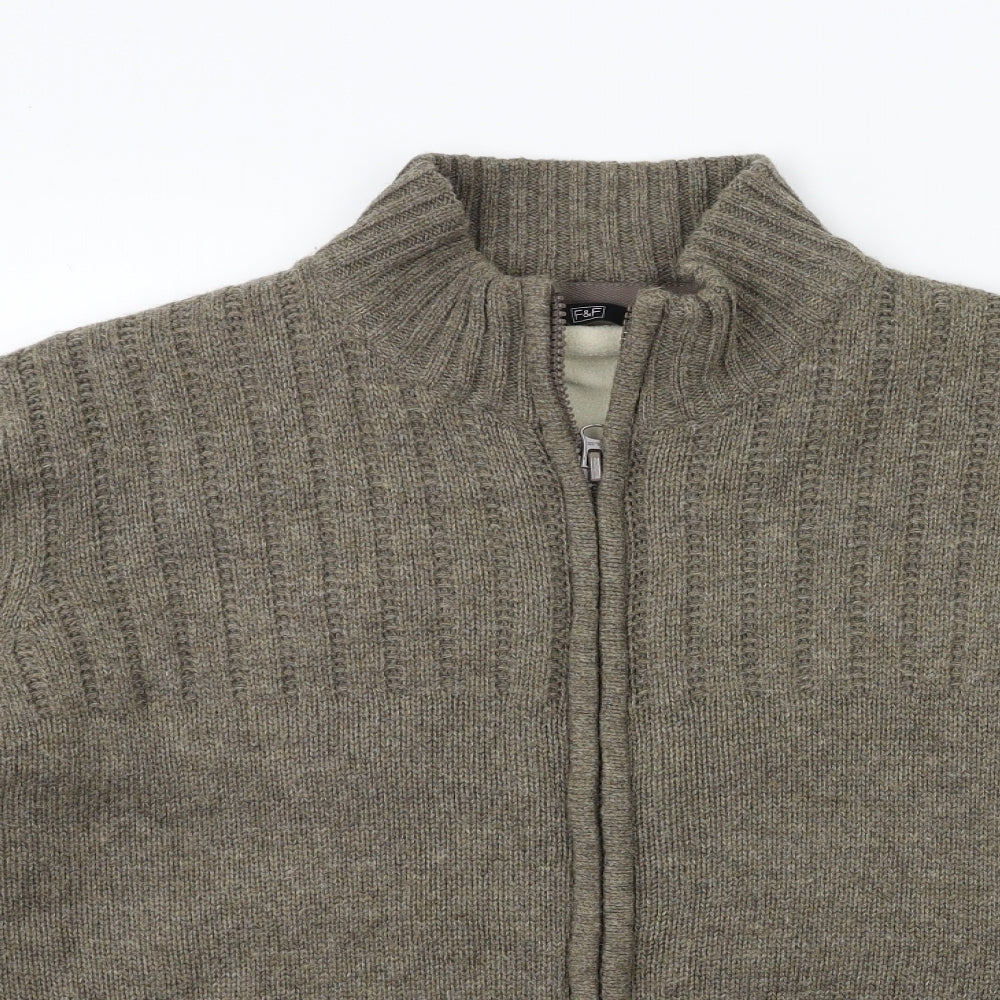 F&F Mens Brown  Knit Cardigan Jumper Size XL