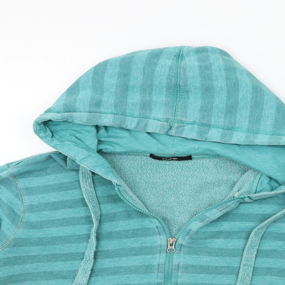 George Womens Green Striped  Full Zip Hoodie Size 22