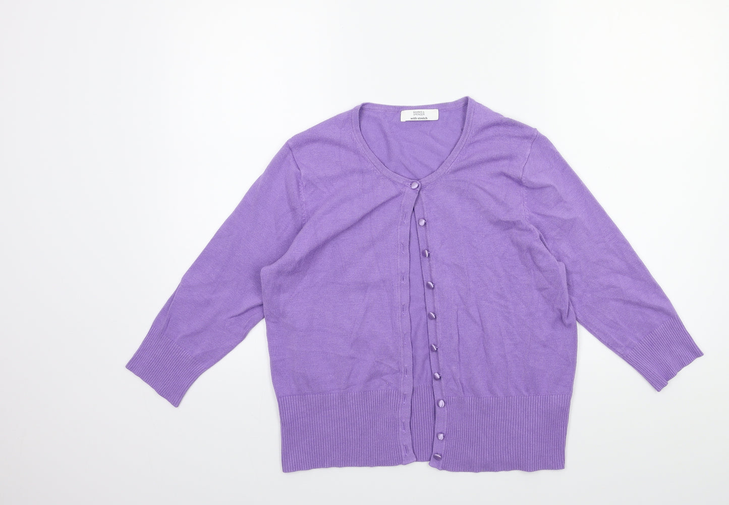 Marks and Spencer Womens Purple  Knit Cardigan Jumper Size 14