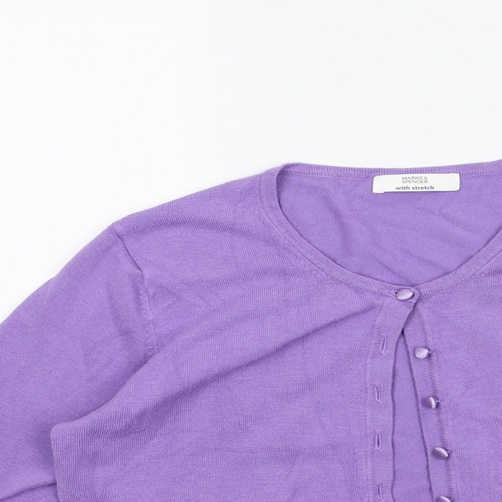 Marks and Spencer Womens Purple  Knit Cardigan Jumper Size 14