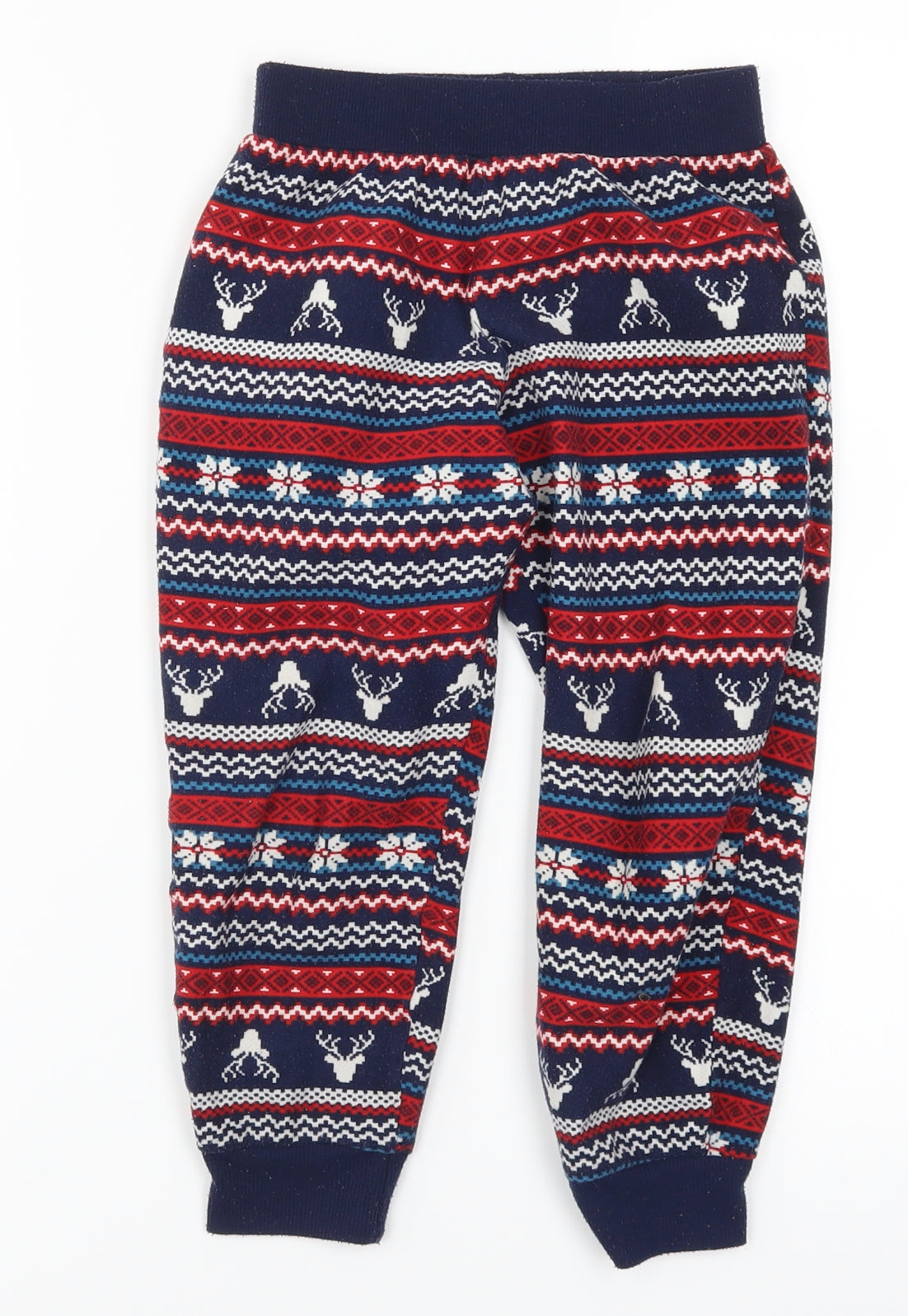F&F Girls Red Fair Isle  Sweatpants Trousers Size 5-6 Years - Blue Christmas Prints