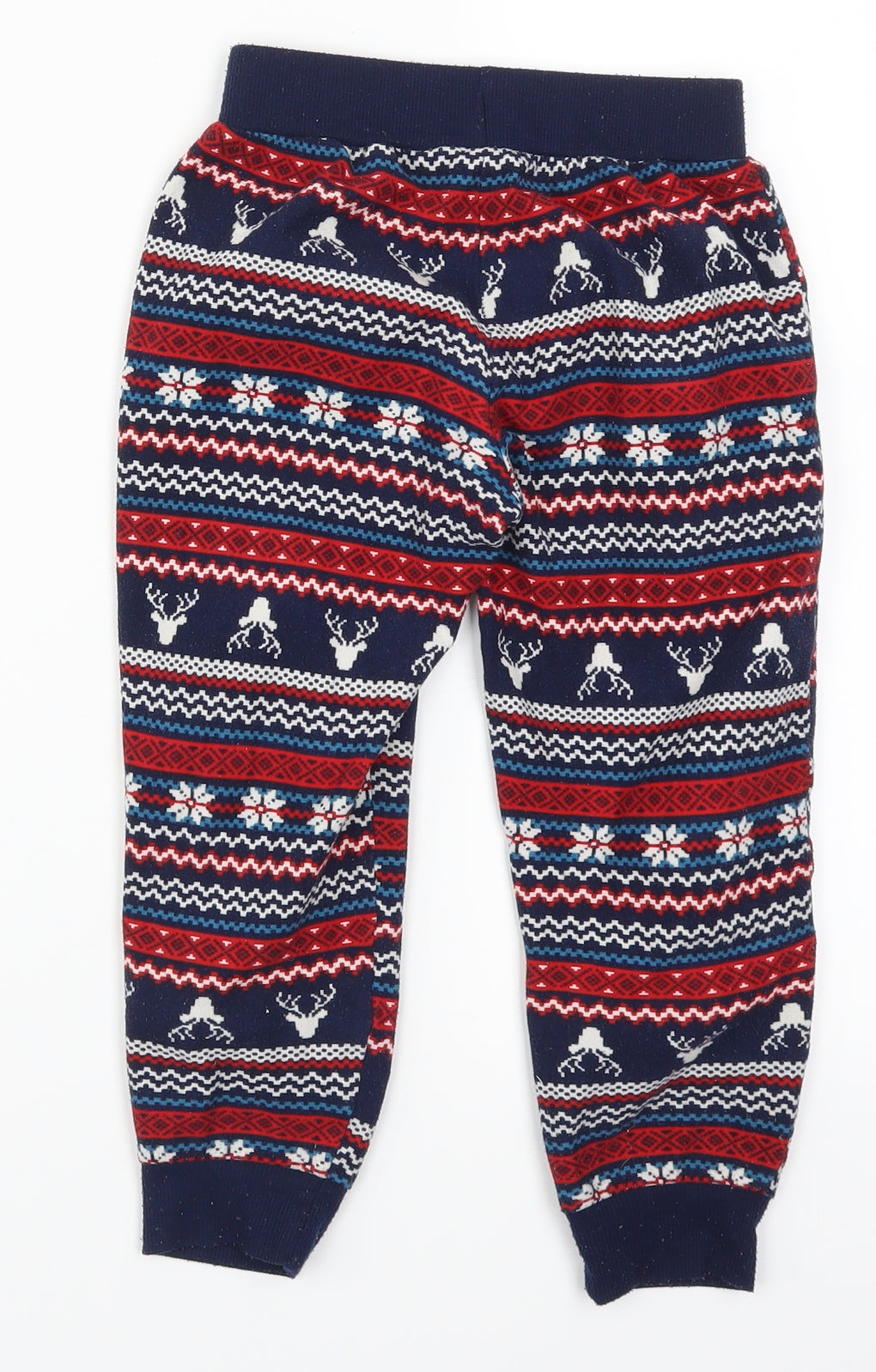F&F Girls Red Fair Isle  Sweatpants Trousers Size 5-6 Years - Blue Christmas Prints