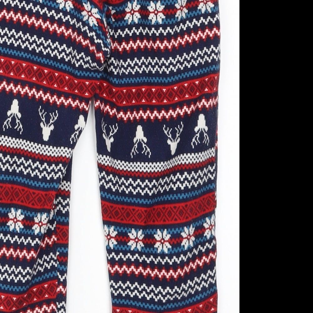 F&F Girls Red Fair Isle  Sweatpants Trousers Size 5-6 Years - Blue Christmas Prints