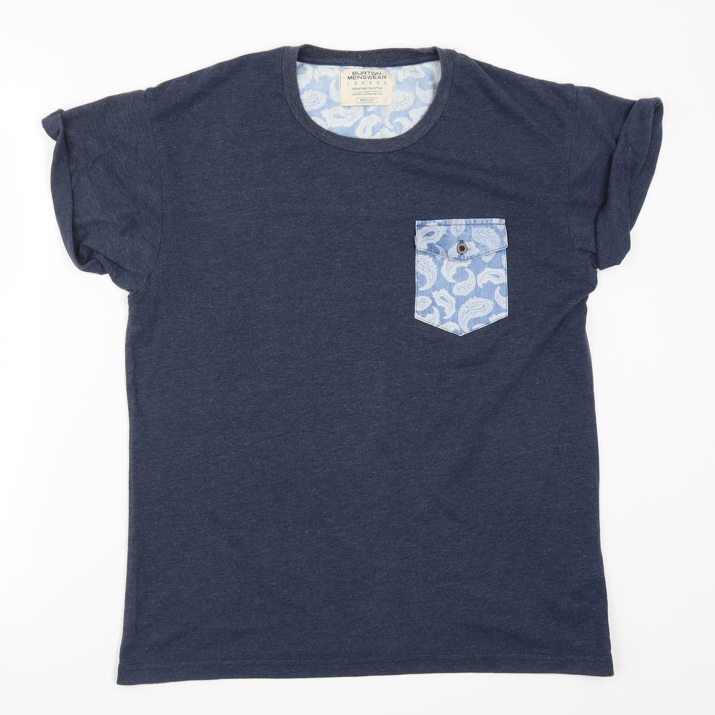 Burton Mens Blue Paisley   T-Shirt Size M