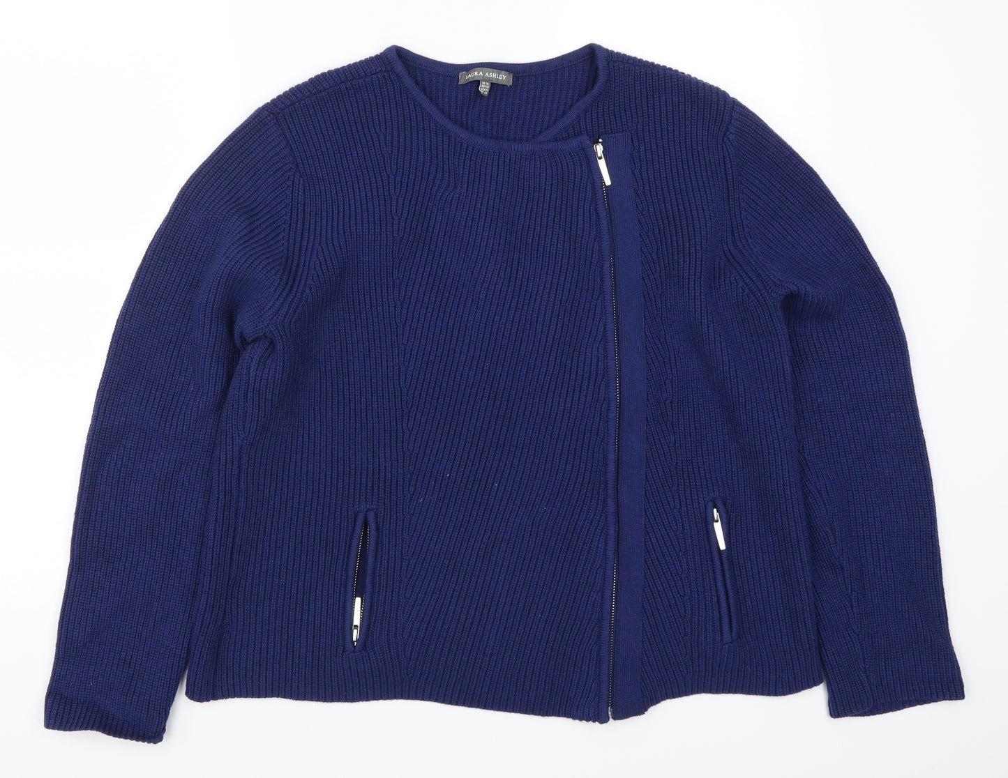 Laura Ashley Womens Blue  Knit Full Zip Jumper Size 16