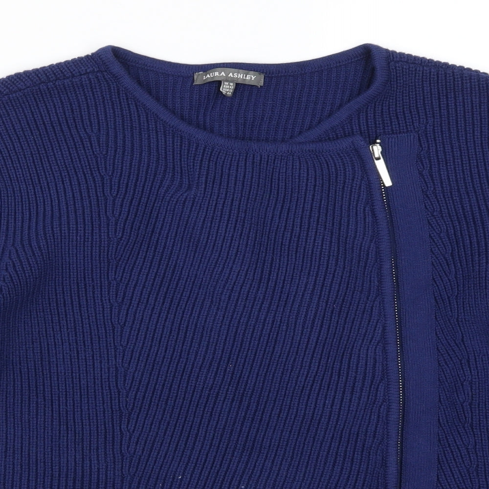 Laura Ashley Womens Blue  Knit Full Zip Jumper Size 16