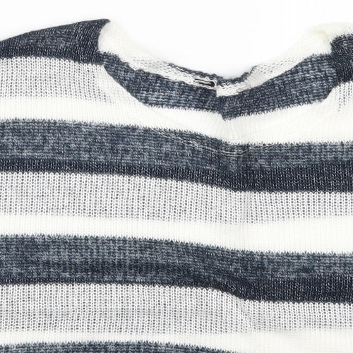 Preworn Womens Blue Striped  Jacket Poncho Size 16