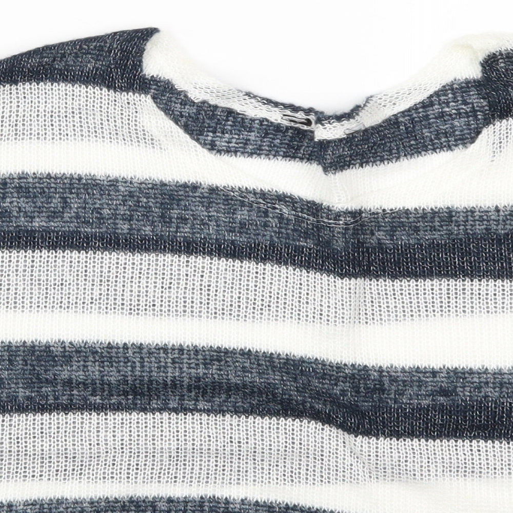 Preworn Womens Blue Striped  Jacket Poncho Size 16