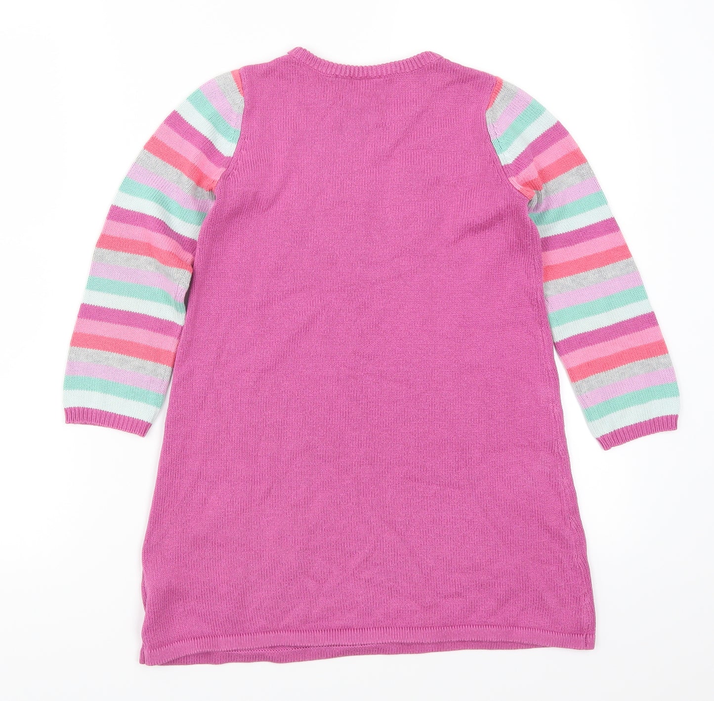 Tigerlily Girls Pink Striped  Jumper Dress  Size 7 Years  - Flowers
