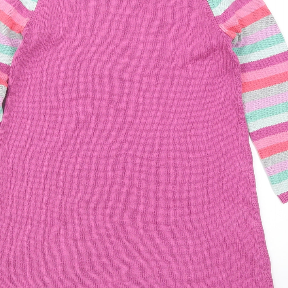 Tigerlily Girls Pink Striped  Jumper Dress  Size 7 Years  - Flowers