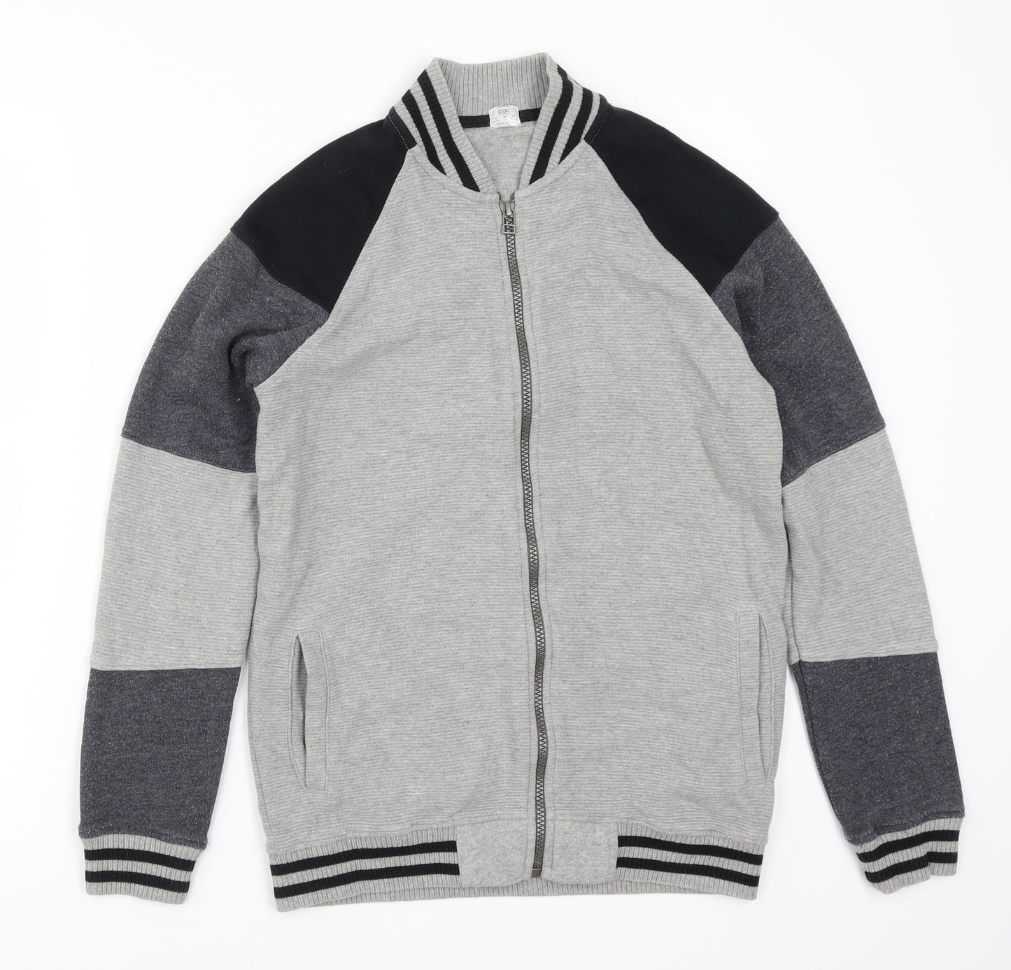 F&F Boys Grey Striped  Full Zip Sweatshirt Size 12-13 Years