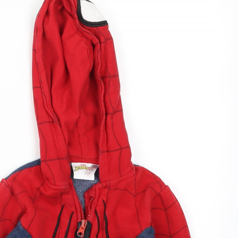 Spiderman Boys Red   Full Zip Hoodie Size 2-3 Years  - SpiderMan