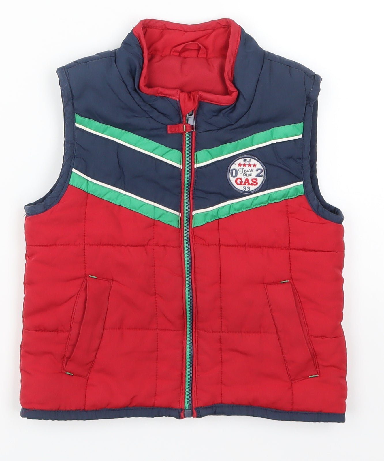 Marks and Spencer Boys Red   Gilet Coatigan Size 2-3 Years  - Green and Blue