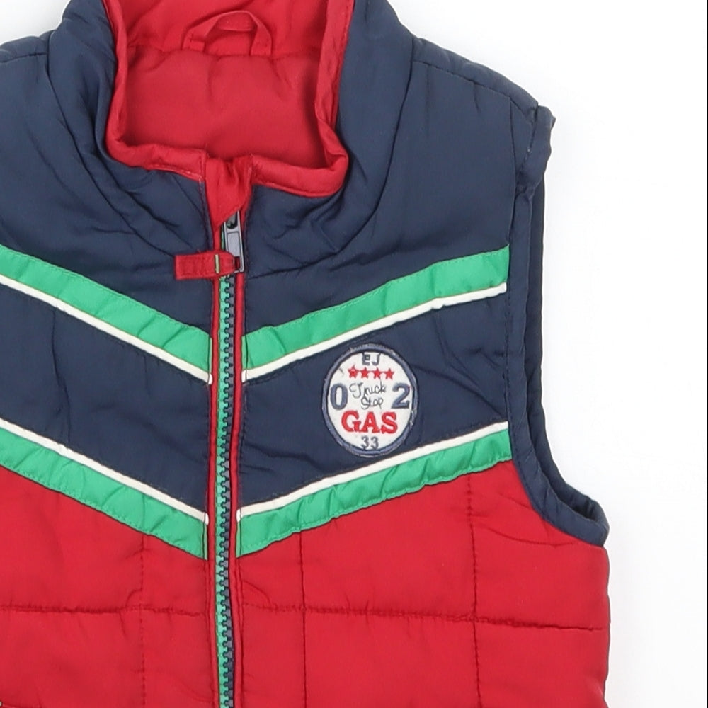 Marks and Spencer Boys Red   Gilet Coatigan Size 2-3 Years  - Green and Blue