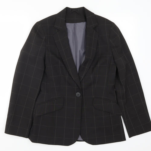 Select Womens Black Check  Jacket Suit Jacket Size 10