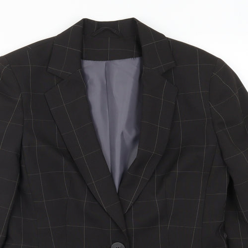 Select Womens Black Check  Jacket Suit Jacket Size 10