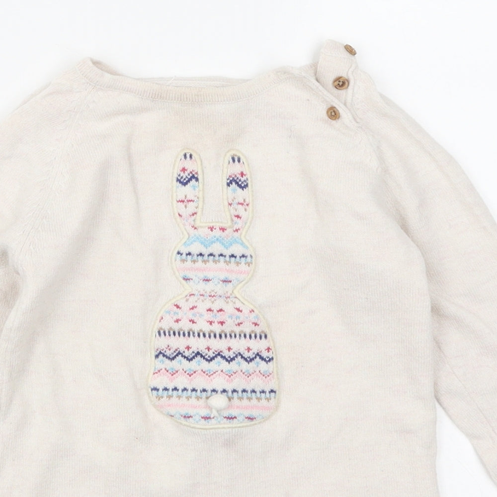 John Lewis Girls Beige   Jumper Dress  Size 12-18 Months  - Rabbit