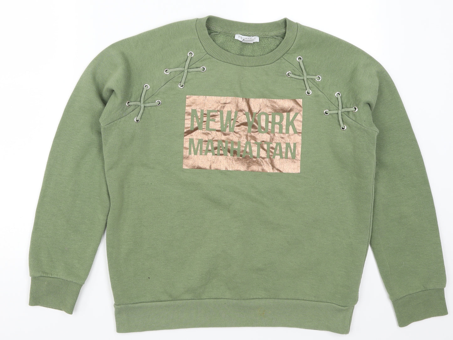 Primark Girls Green   Pullover Sweatshirt Size 12-13 Years  - New York Manhattan