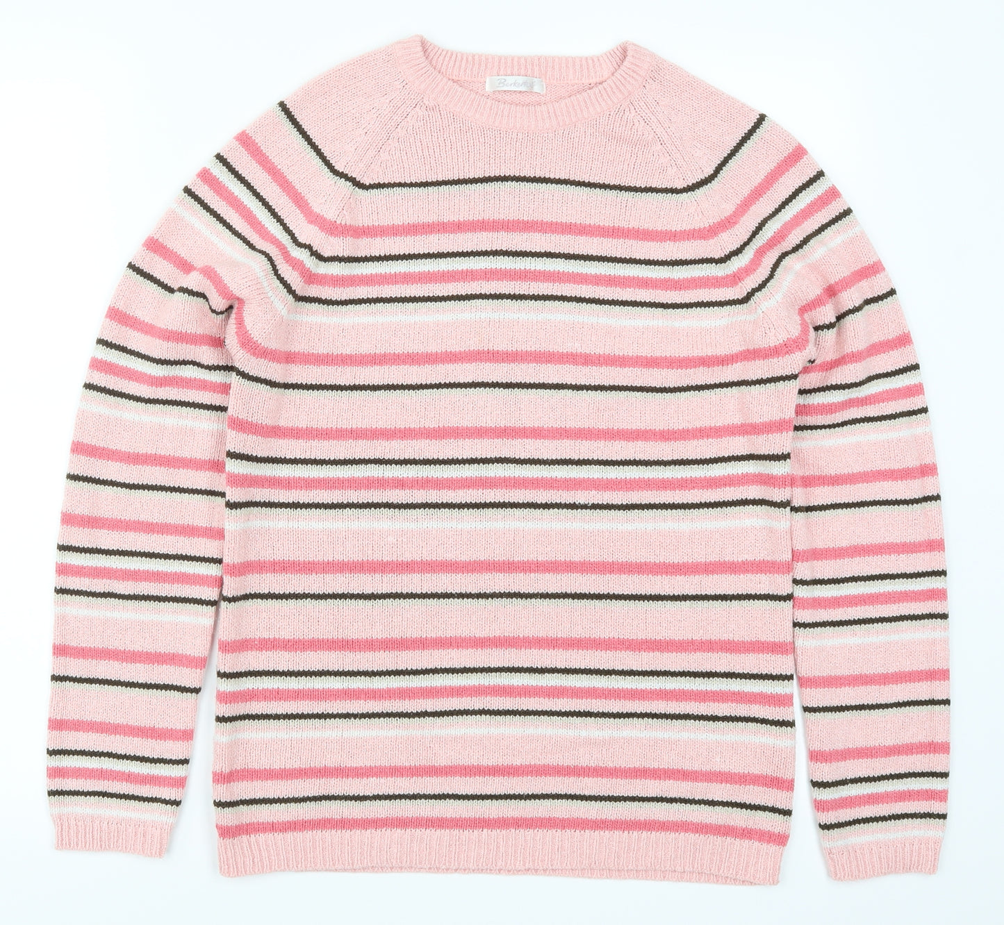 Berkertex Womens Pink Striped  Pullover Jumper Size 10