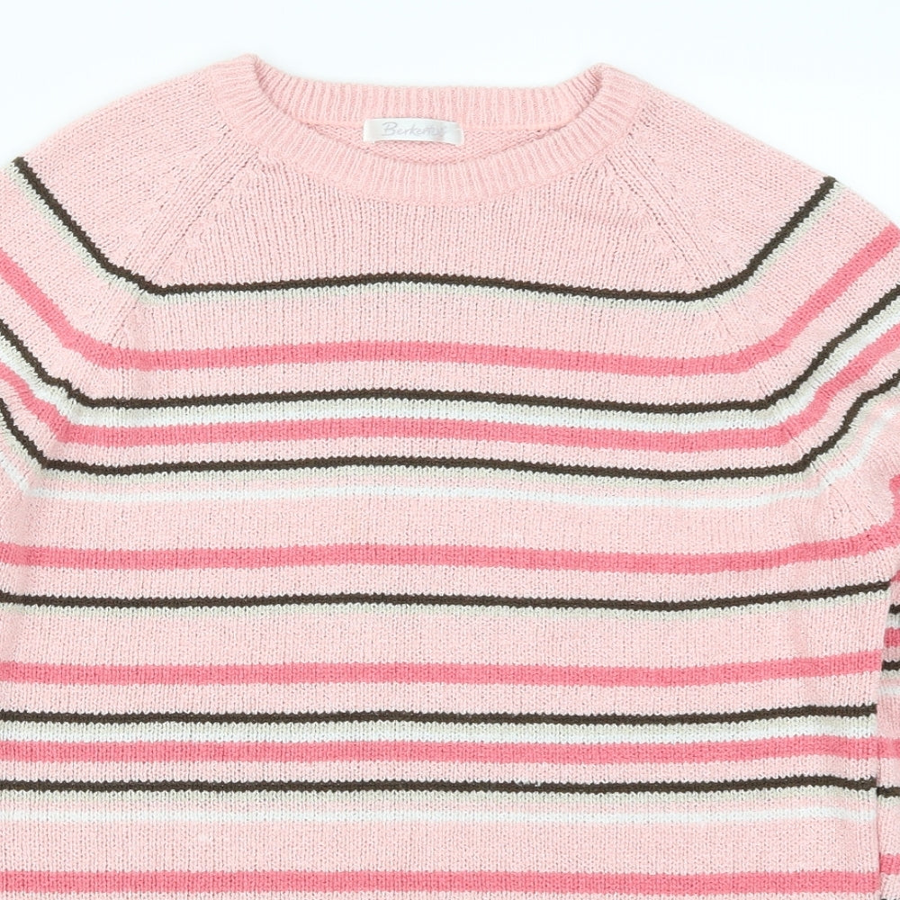 Berkertex Womens Pink Striped  Pullover Jumper Size 10