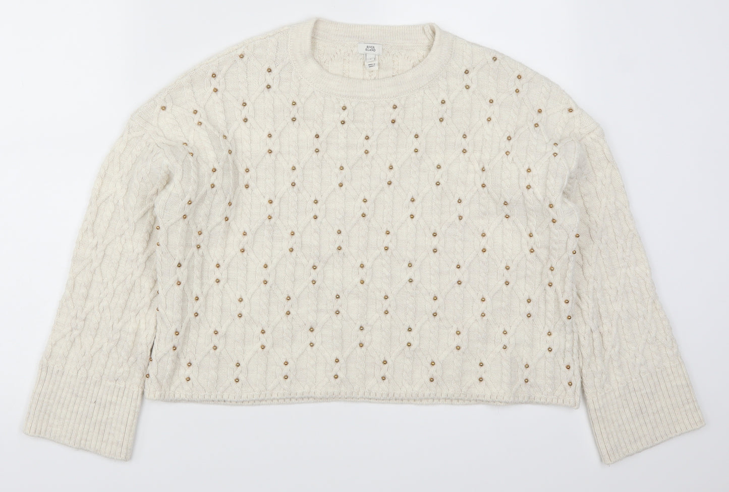 River Island Womens White   Pullover Jumper Size S